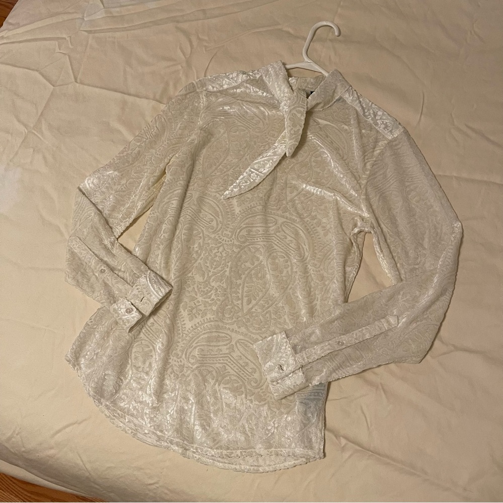 cream velvet lace shirt